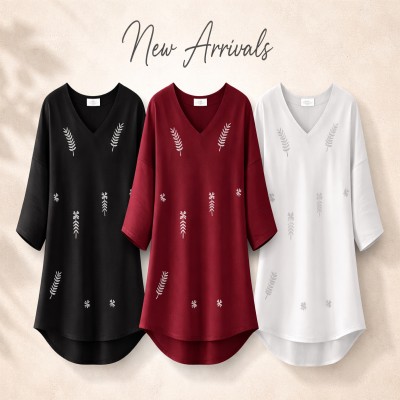 Embroidery Top with Linen Pant Set