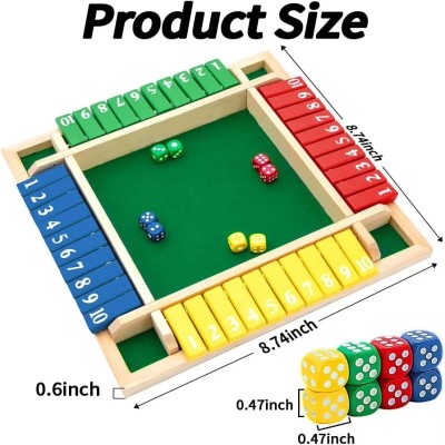 8-Dice Shut Box Game 2-4 Players Wooden Board