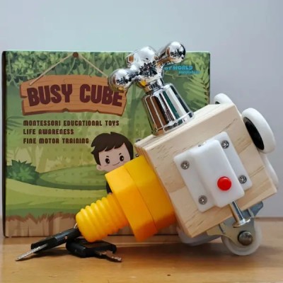 Wooden Sensory Busy Activity Cube