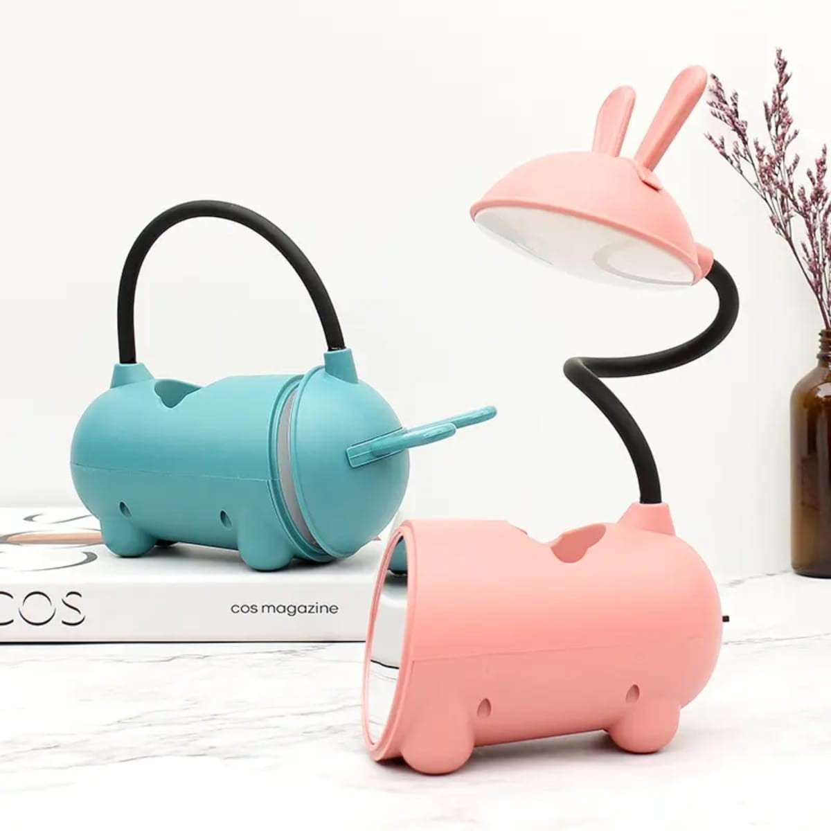 LED Desk Lamp with Pen Holder & Mirror