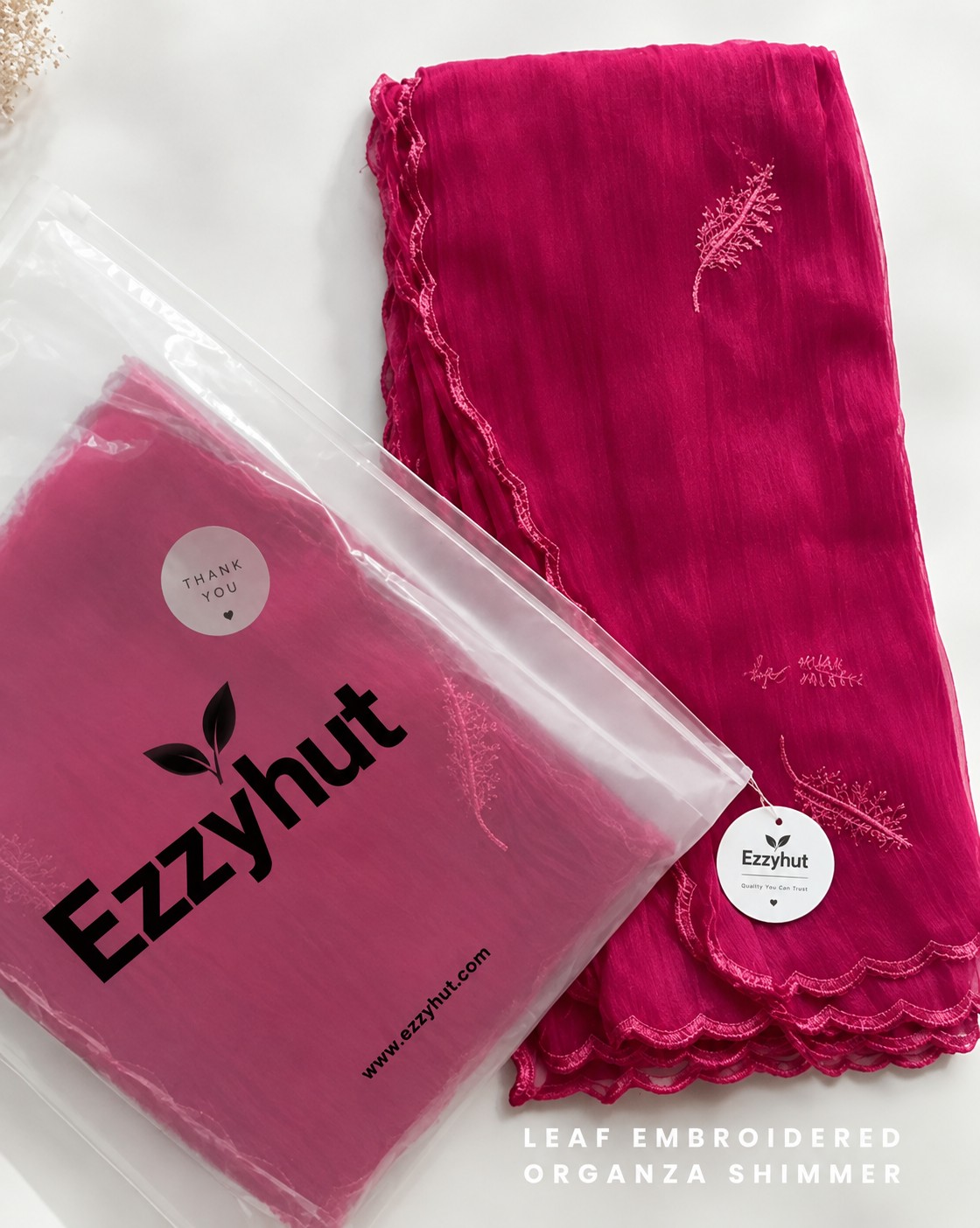LEAF EMBROIDERED ORGANZA SHIMMER HIJAB